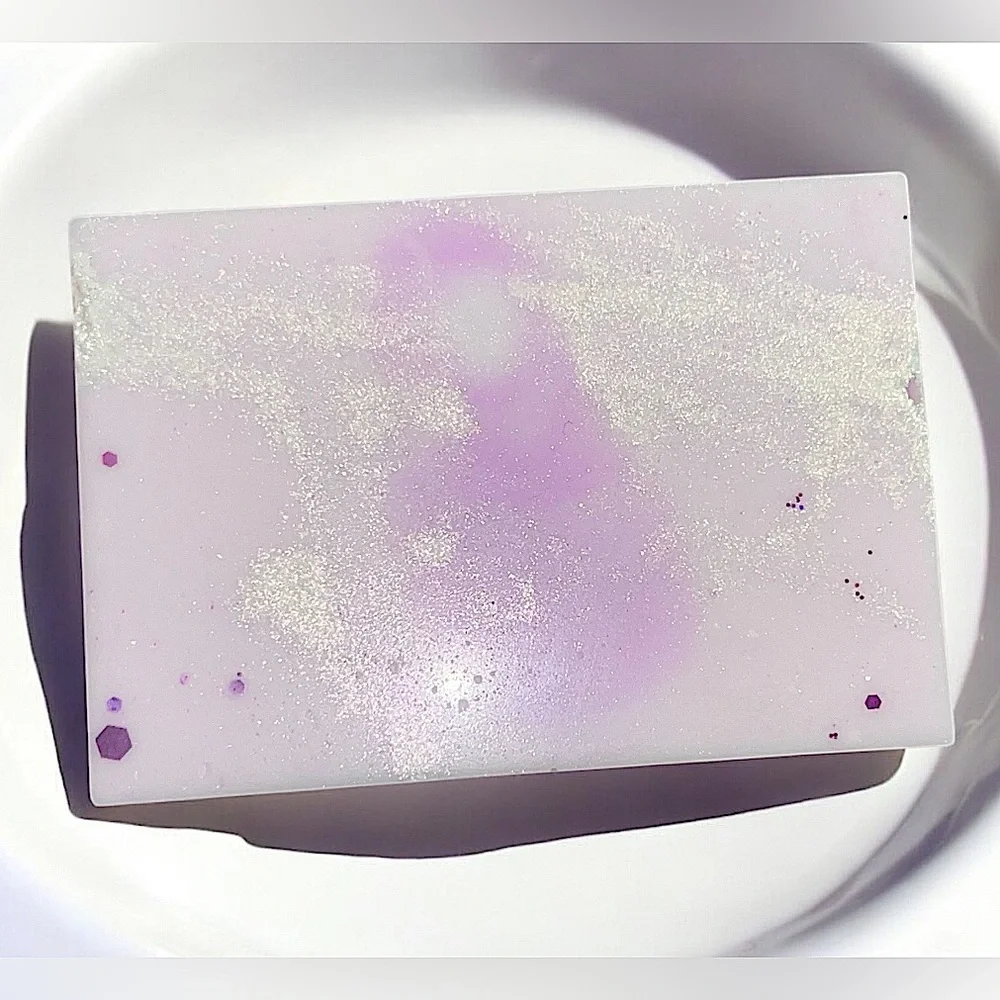 Coconut vanilla SHIMMER soap handmade goat milk & oatmeal butter 2x3in 6oz